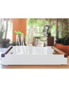 Bandeja Decorativa em Aço Carbono Linha Nexo Cor Branca 40x25cm