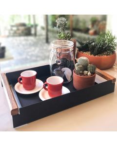 Bandeja em Aço Carbono Decorativa para Café Linha Nexo 40x25cm - Preto